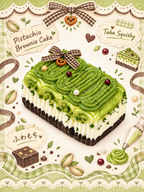 Festive Pistachio Brownie Cake Taba Squishy