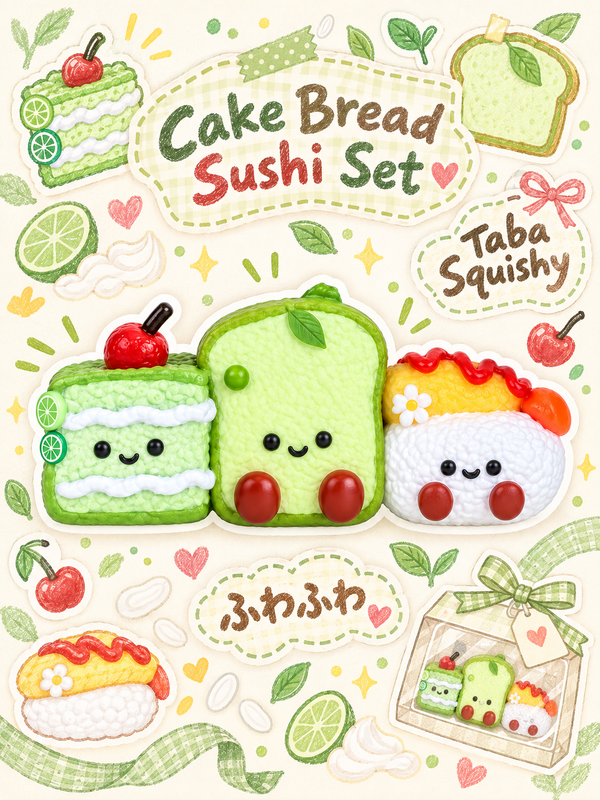 Kawaii Foodie Friends Taba Squishy Keychain Set Main image