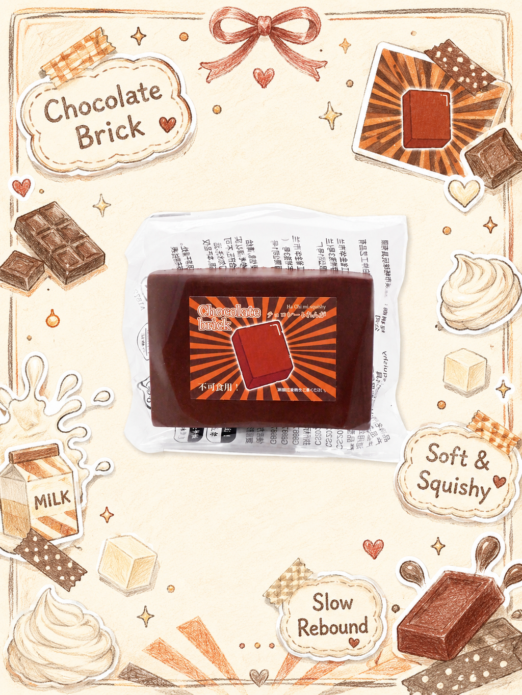 Rich Creamy Chocolate Brick Slowrising Squishy Toy