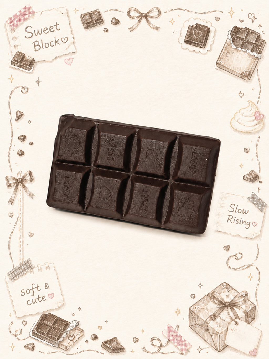 Sweet Kitty Embossed Slowrising Chocolate Bar Squishy