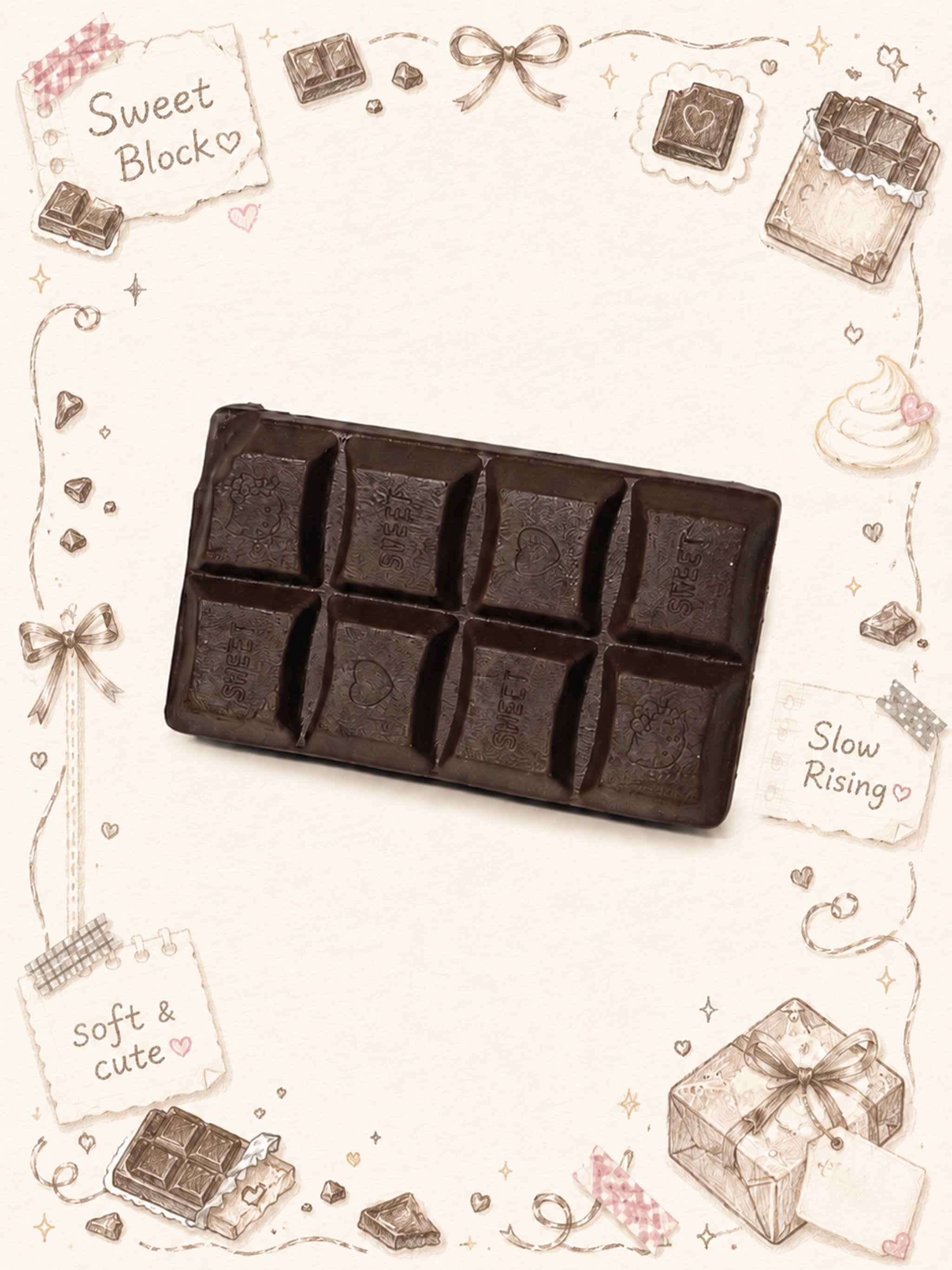 Sweet Kitty Embossed Slowrising Chocolate Bar Squishy