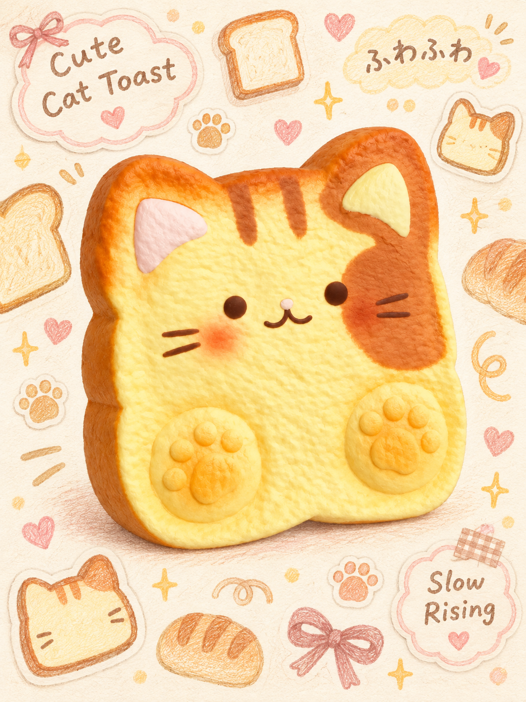Moozy Kitty Toast Slowrising Squishy Bread Toy