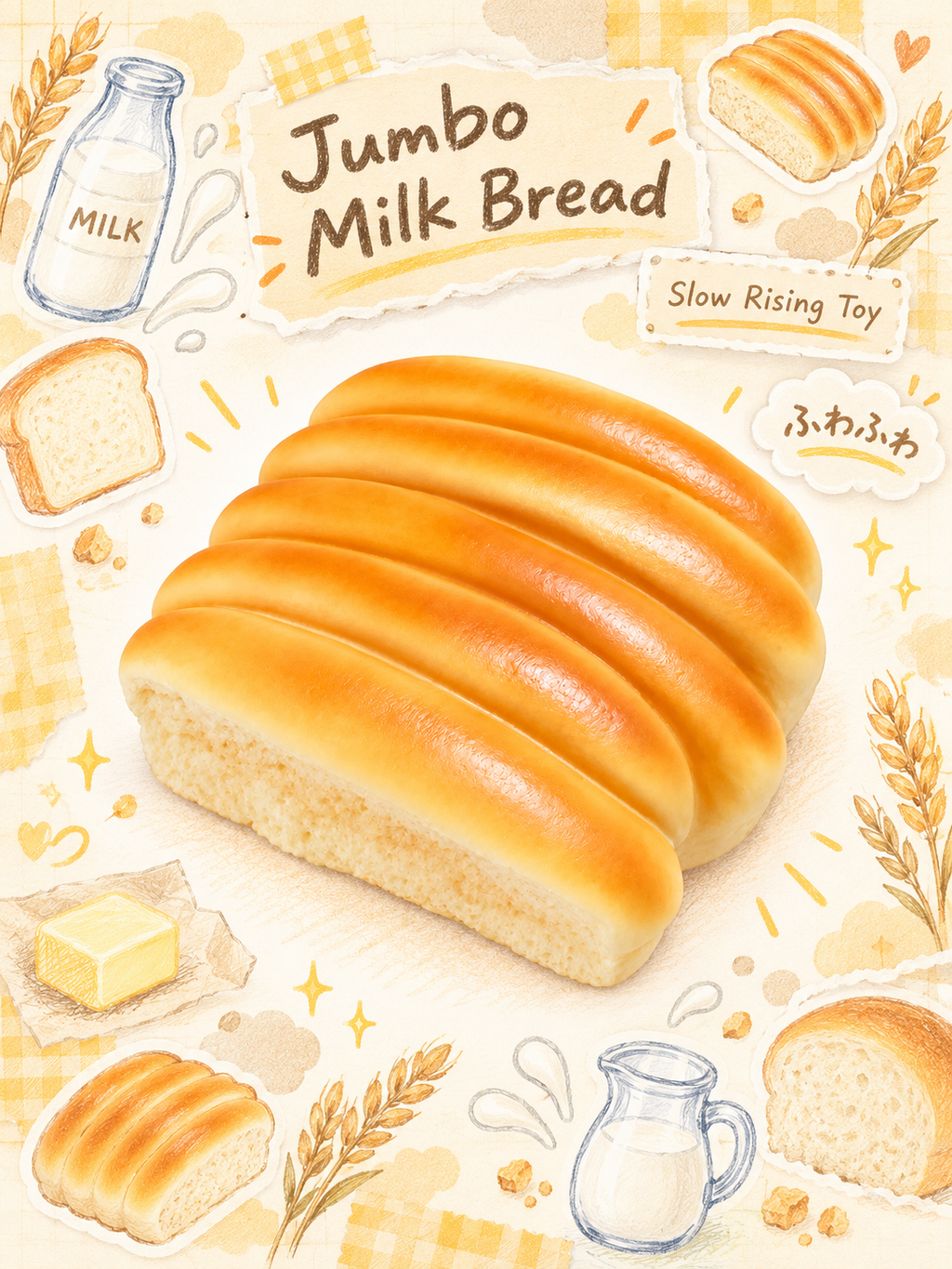 Moozy Jumbo Fluffy Milk Bread Loaf, Slowrising Stress Relief Squishy Toy