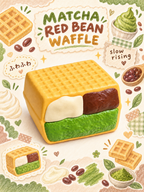 Moozy Slowrising Heavenly Matcha & Red Bean Waffle Sandwich