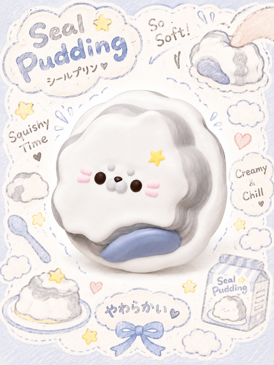 Dreamy Seal Pudding Taba Squishy