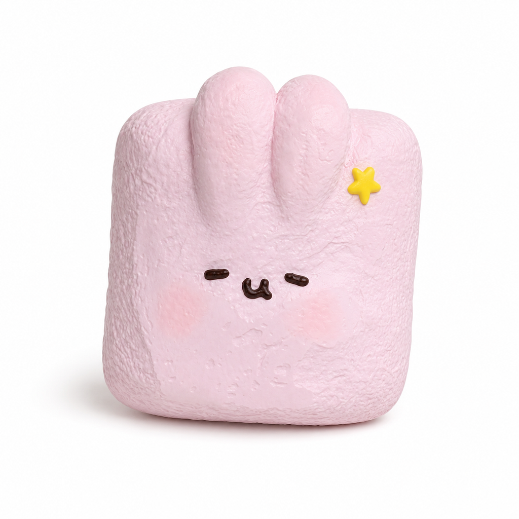 Kawaii Pink Marshmallow Bunny Taba Squishy | Stress Relief Fidget Toy