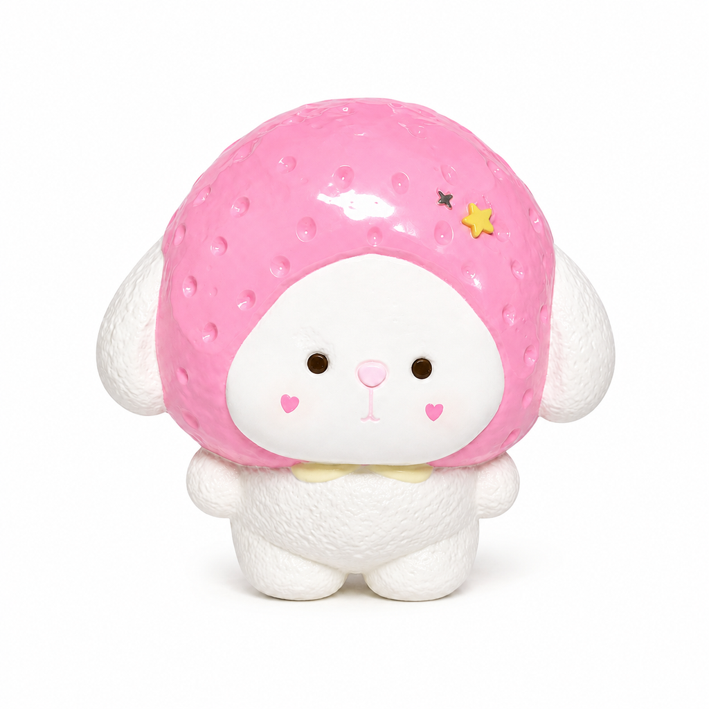 Kawaii Strawberry Bunny Taba Squishy - Handmade Fidget Stress Relief Toy