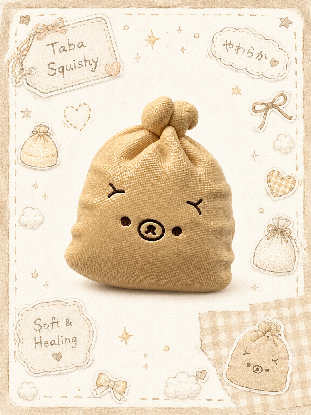 Burlap Sack Bear Taba Squishy - Cute Stress Relief Fidget Toy