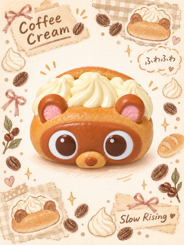 Moozy Sweet Raccoon Coffee Cream Roll Slowrising Squishy Toy Главное изображение товара