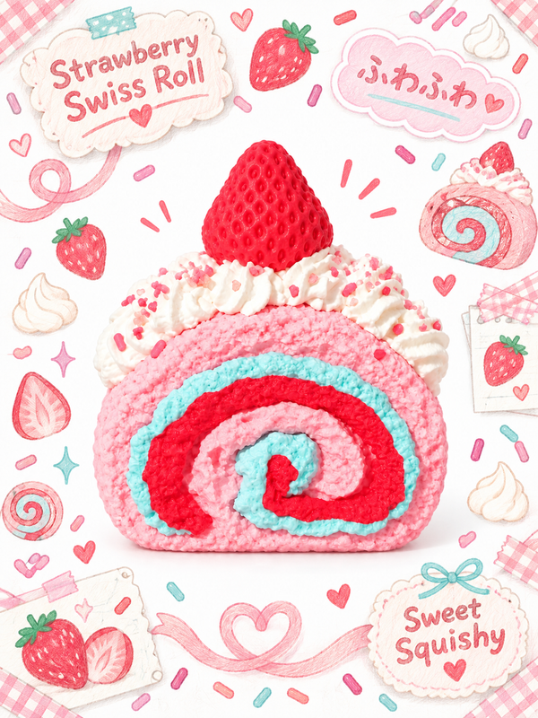 Starry Garden Strawberry Cream Swiss Roll Taba Squishy Main image