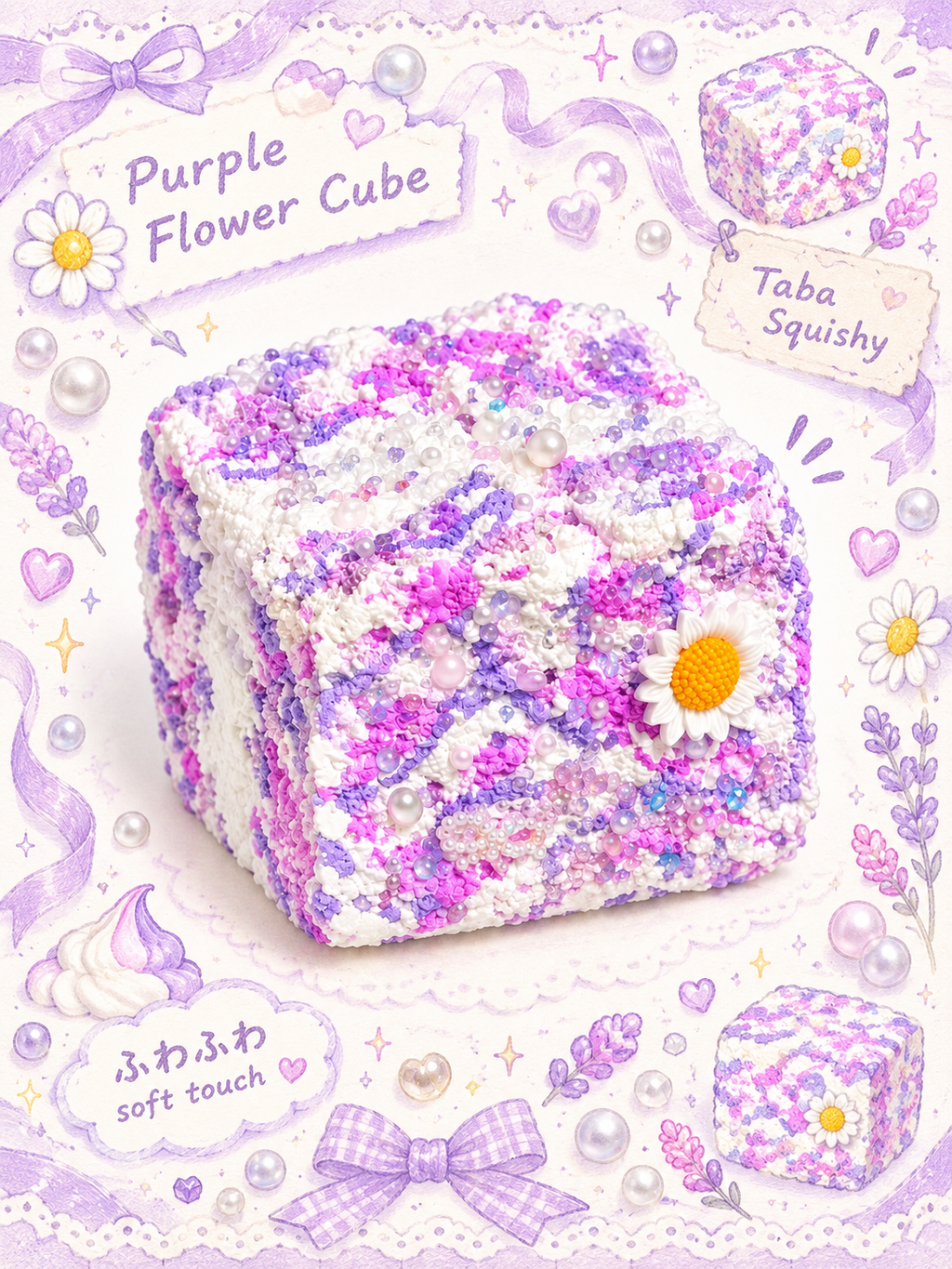Starry Garden Violet Crystal Daisy Taba Squishy