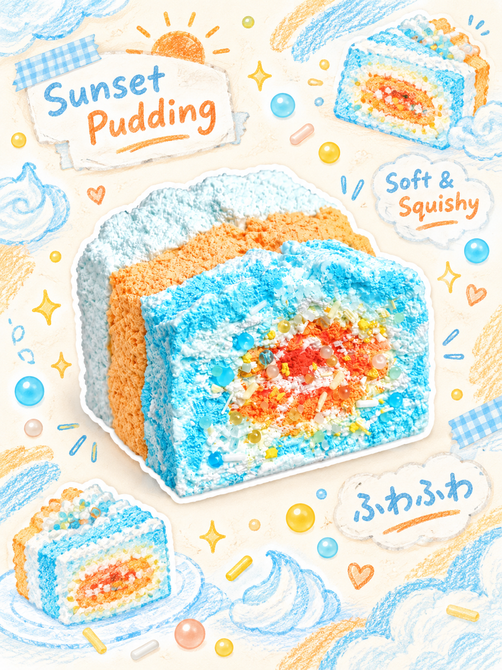 Starry Garden Sunset Beach Layered Dessert Taba Squishy