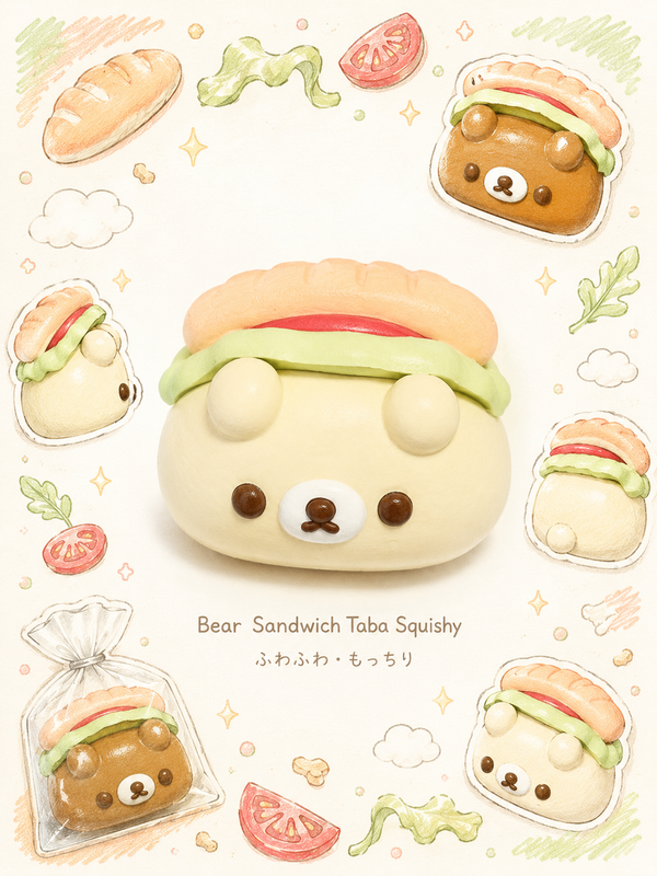 Adorable Hot Dog Bear Taba Squishy - Kawaii Stress Relief Fidget Toy Main image