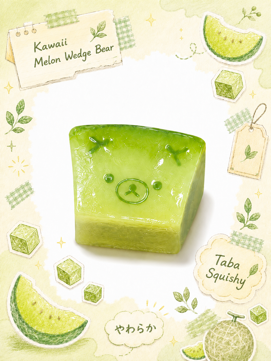 Kawaii Melon Wedge Bear Taba Squishy - Stress Relief Fidget Toy