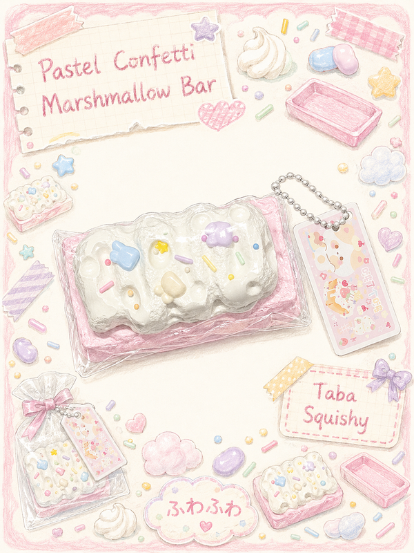 Pastel Confetti Marshmallow Bar Taba Squishy Fidget Toy Main image