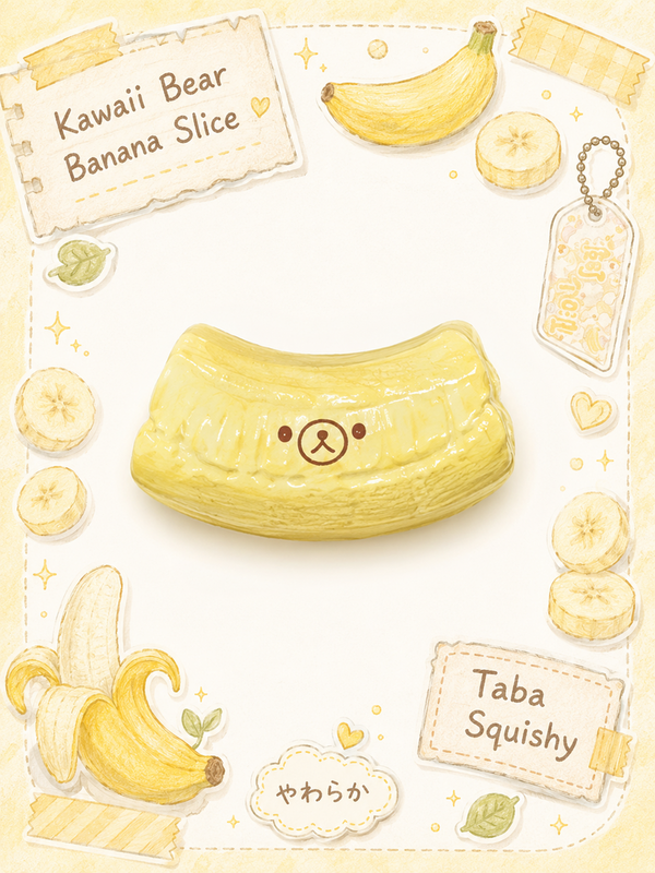 Kawaii Bear Banana Slice Taba Squishy Charm Main image