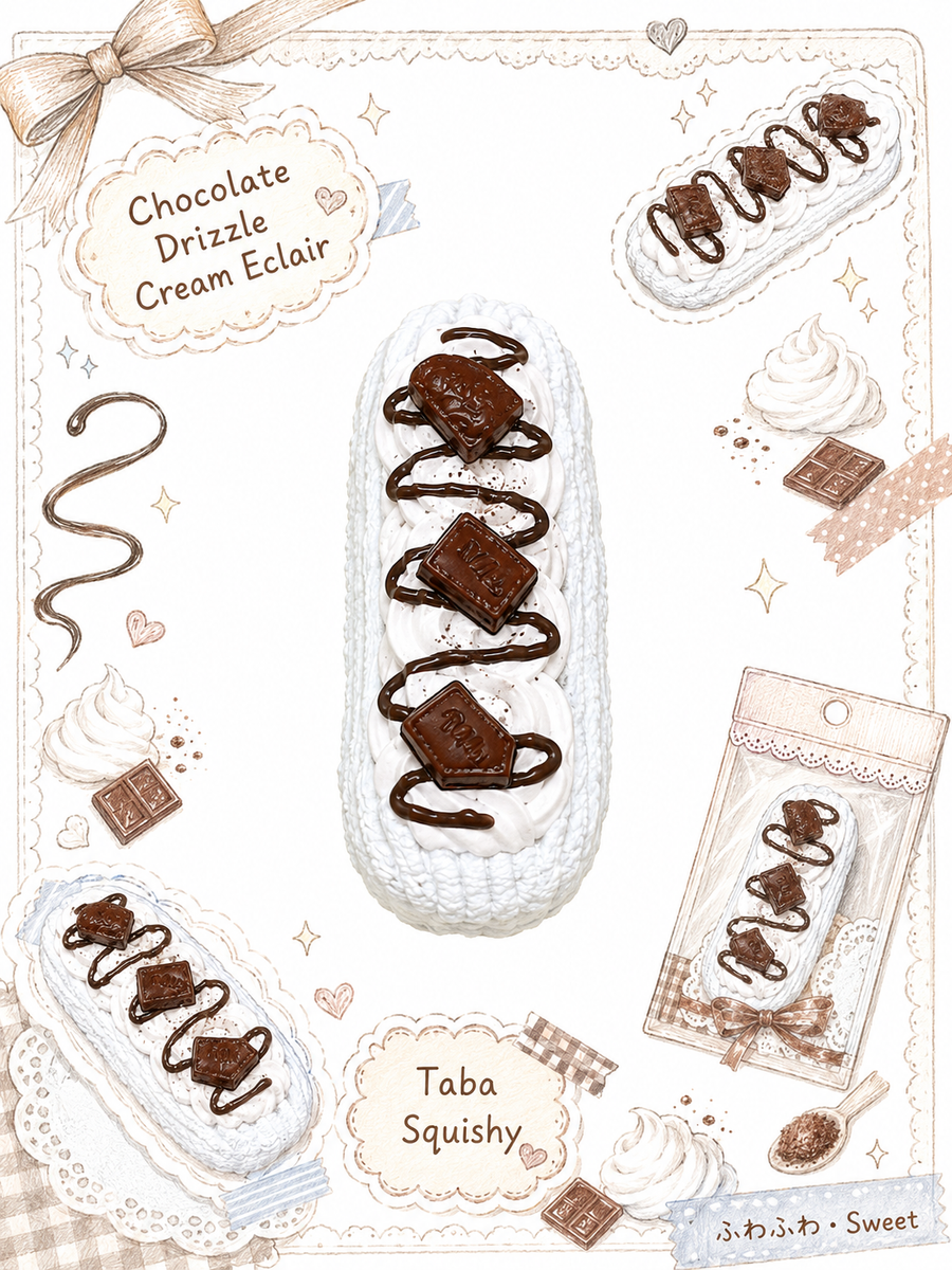 Chocolate Drizzle Cream Eclair Taba Squishy