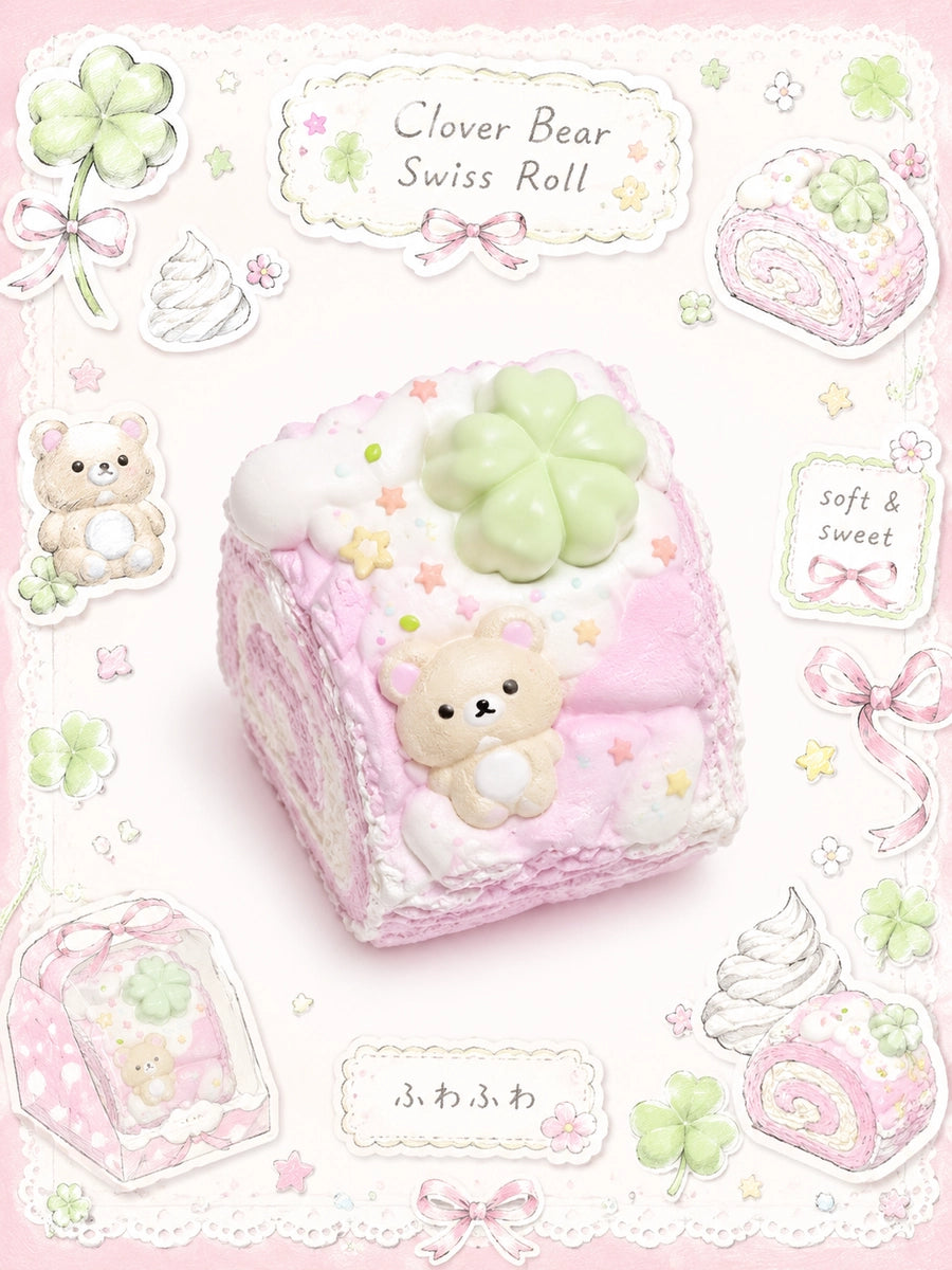 Kawaii Bear & Lucky Clover Marshmallow Treat Taba Squishy