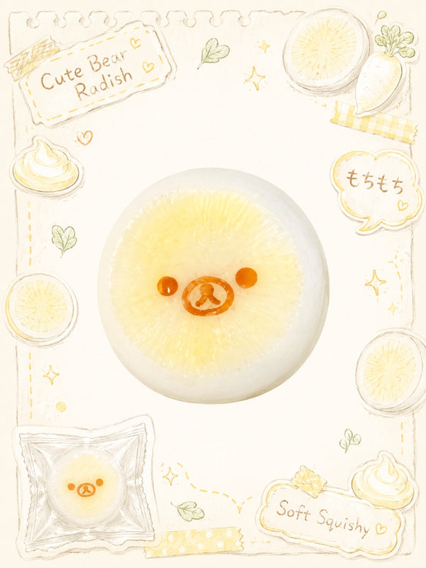 Cute Bear Face Sliced Daikon Radish Taba Squishy - Stress Relief Fidget Toy Main image